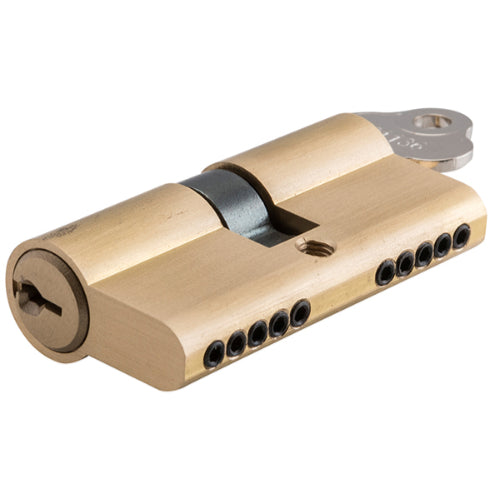 Tradco Euro Double Cylinder, Dual Function 5 Pin, 65mm in Brushed Brass