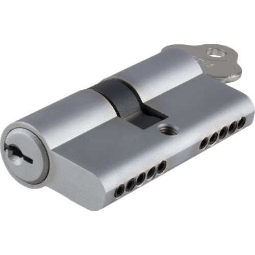 Tradco Euro Double Cylinder, Key Key 3 Pin in Satin Chrome