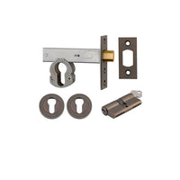 Mortice Deadbolt Euro Signature Brass Backset 60mm Key/Key Escutcheon Round Kit in Signature Brass