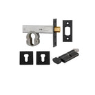 Mortice Deadbolt Euro Matt Black Backset 60mm Key/Thumb Escutcheon Square Kit in Matt Black