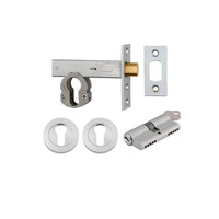 Mortice Deadbolt Euro Brushed Chrome Backset 60mm Key/Key Escutcheon Round Kit in Brushed Chrome