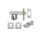 Mortice Deadbolt Euro Brushed Chrome Backset 60mm Key/Key Escutcheon Square Kit in Brushed Chrome