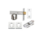 Mortice Deadbolt Euro Polished Chrome Backset 60mm Key/Key Escutcheon Square Kit in Polished Chrome