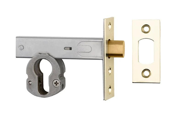 Mortice Deadbolt Euro Polished Brass Backset 60mm in Polished Brass