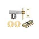 Mortice Deadbolt Euro Polished Brass Backset 60mm Key/Key Escutcheon Round Kit in Polished Brass