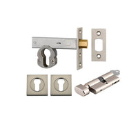 Mortice Deadbolt Euro Satin Nickel Backset 60mm Key/Thumb Escutcheon Square Kit in Satin Nickel