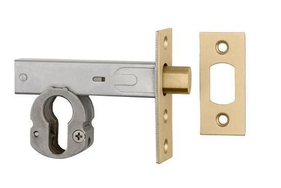 Mortice Deadbolt Euro Brushed Gold PVD Backset 60mm in Brushed Gold PVD