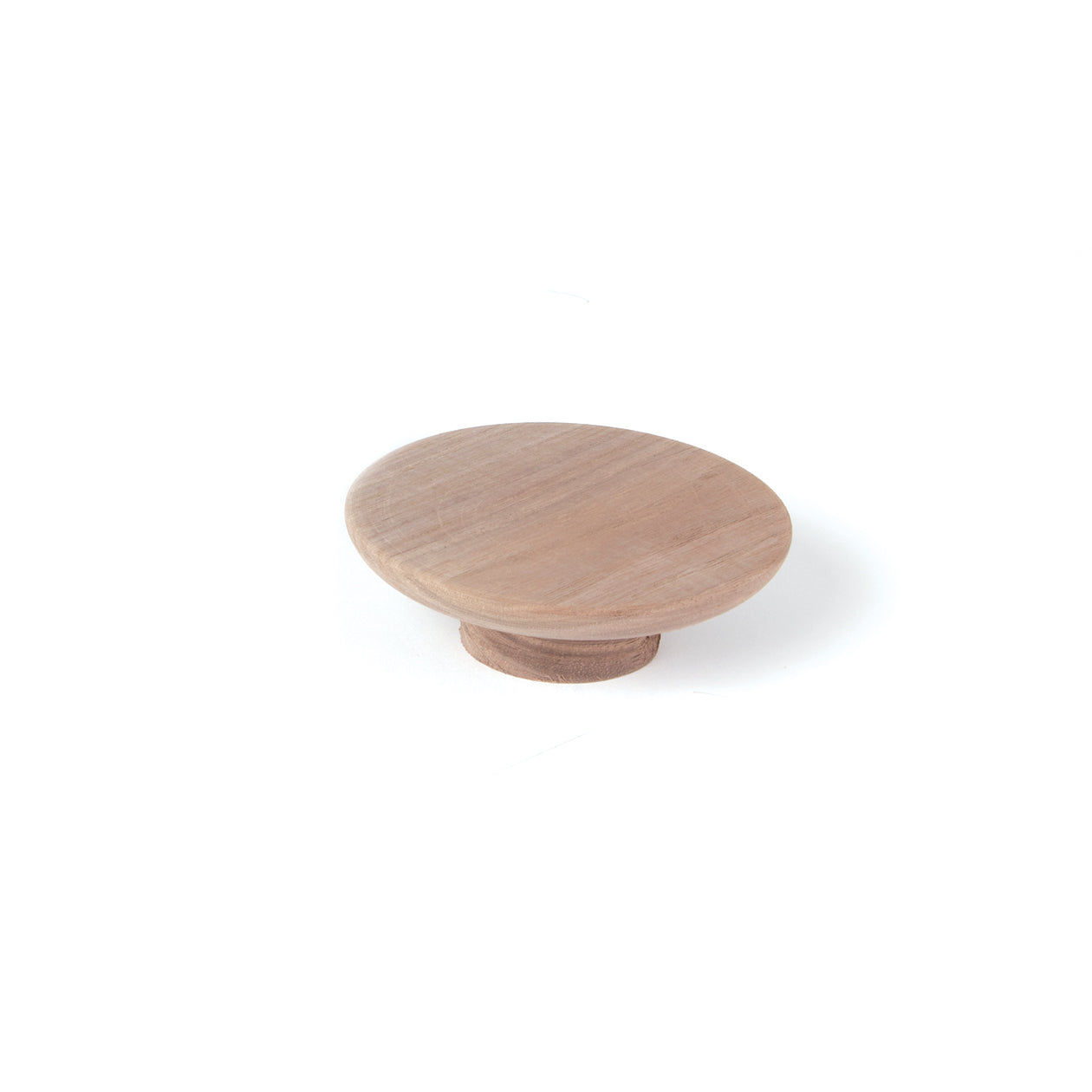 Momo Daintree Timber Full Round Cabinet Pull Handle mounted on wood cabinet, showcasing natural wood finish and rounded design.