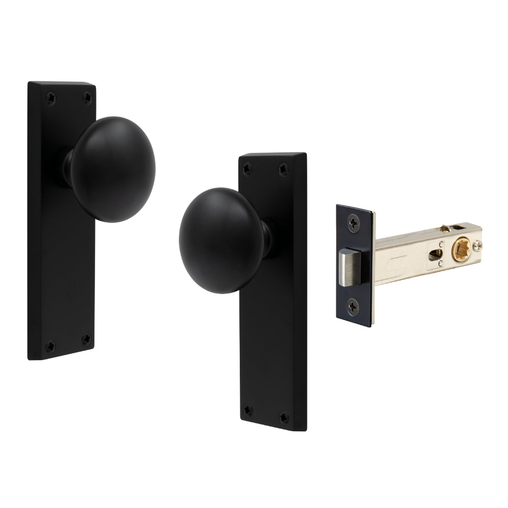 Victorian Knob Plate - Passage in Matt Black