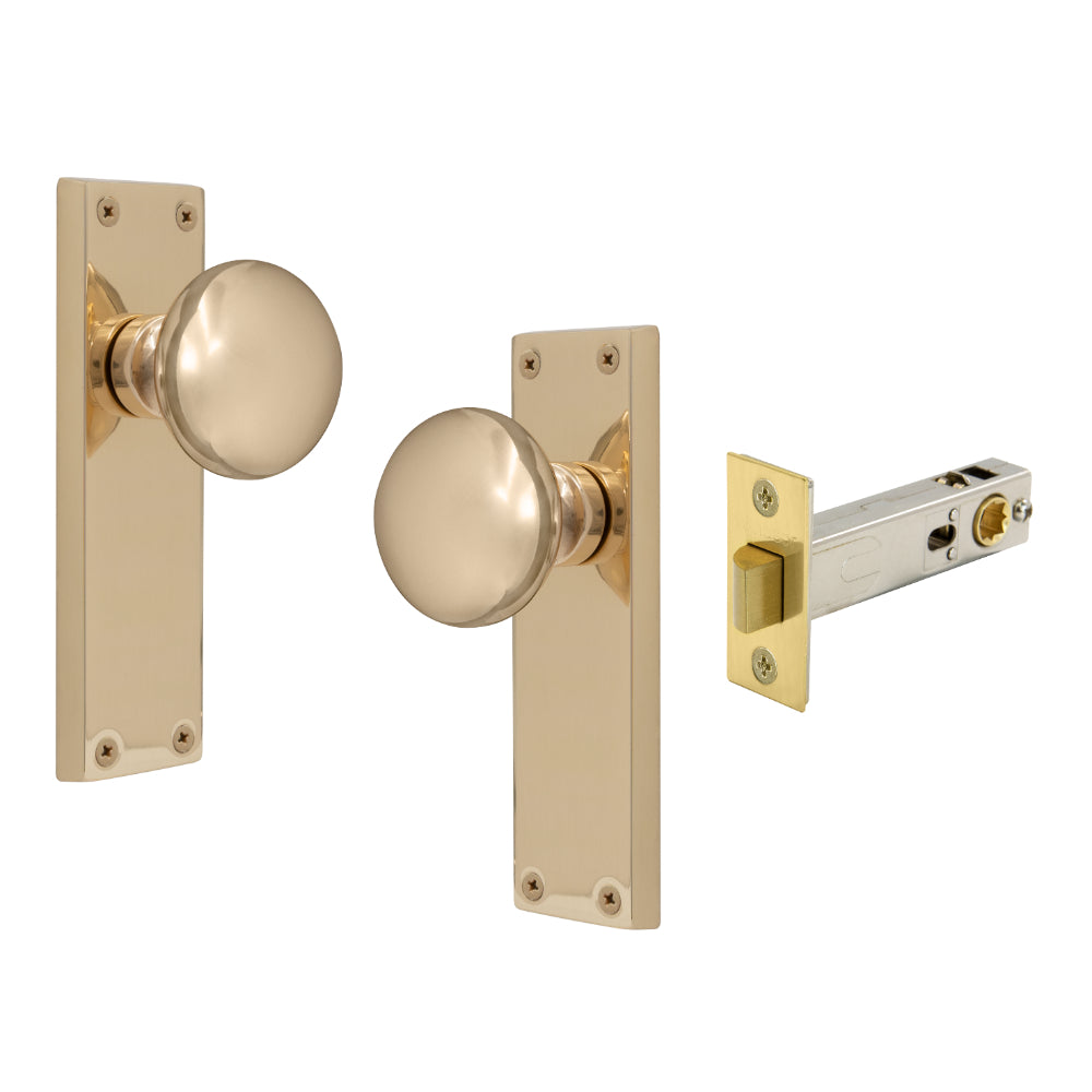 Victorian Knob Plate - Passage in Unlacquered Brass