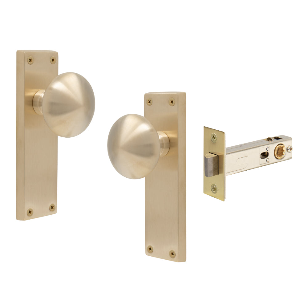 Victorian Knob Plate - Passage in Satin Brass Unlaquered