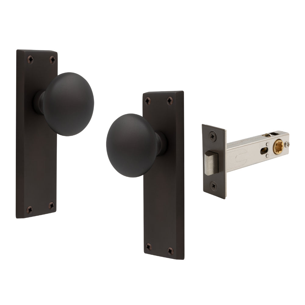 Sutton Square Longplate - Passage Set in Vintage Bronze
