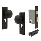 Victorian Knob Plate - Locking Euro in Dark Roman Brass