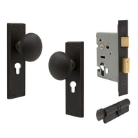 Victorian Knob Plate - Locking Euro in Dark Roman Brass