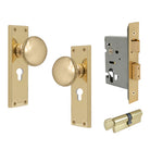 Victorian Knob Plate - Locking Euro in Polished Brass