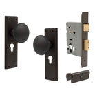 Sutton Square Longplate - Euro Locking Set in Vintage Bronze