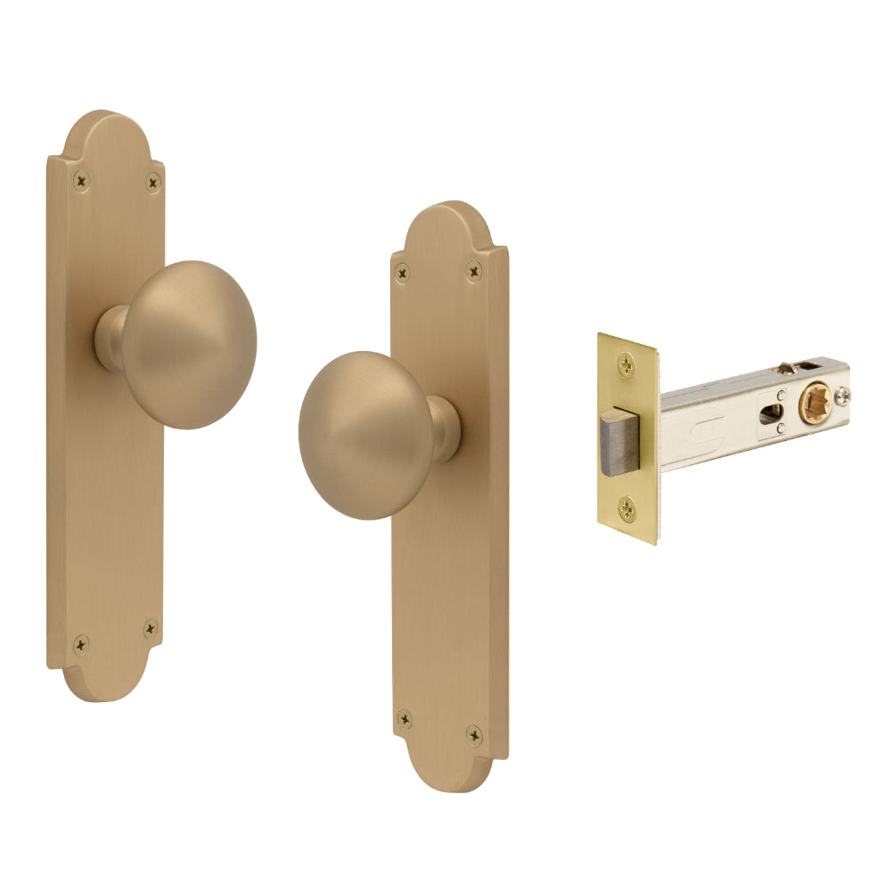 Victorian Knob Plate - Passage in Matt Satin Brass