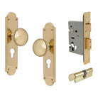 Victorian Knob Plate - Locking Euro in Polished Brass