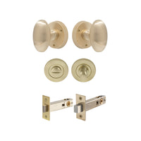 Sutton - Round Rose Privacy Set in Unlacquered Satin Brass