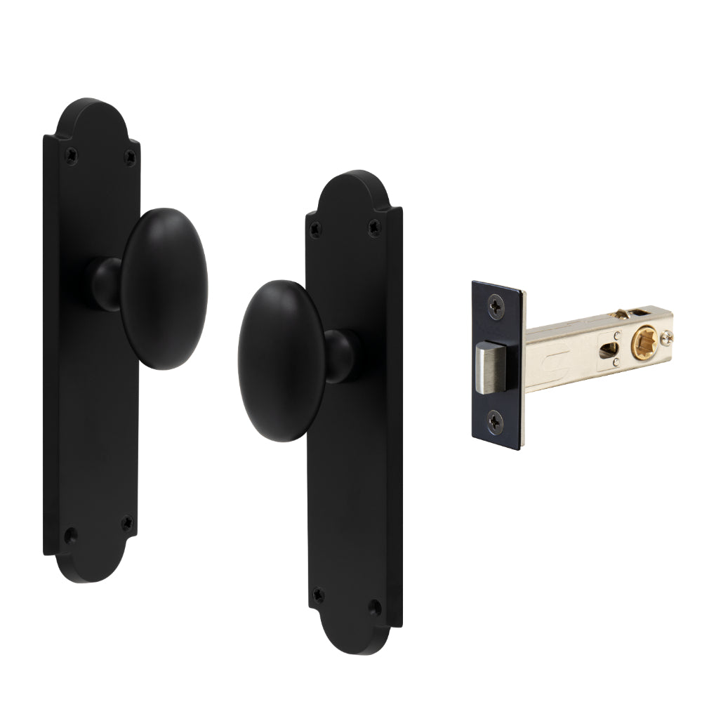 Oval Knob Plate Passage in Matt Black