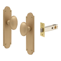 Oval Knob Plate Passage in Matt Satin Brass