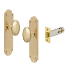 Oval Knob Plate Passage in Polished Brass