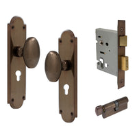 Oval Knob Plate Euro Locking in Antique Bronze
