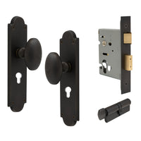 Oval Knob Plate Euro Locking in Dark Roman Brass