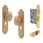 Oval Knob Plate Euro Locking in Matt Satin Brass
