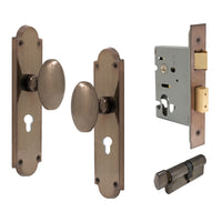 Oval Knob Plate Euro Locking in Natural Bronze