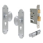 Oval Knob Plate Euro Locking in Satin Chrome