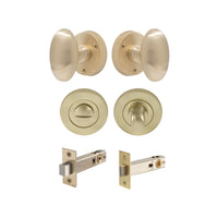 Camden - Round Rose Privacy Set in Unlacquered Satin Brass