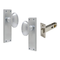 Knob Oval Plate - Passage in Satin Chrome