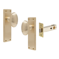 Knob Oval Plate - Passage in Satin Brass Unlaquered