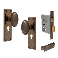Knob Oval Plate - Locking Euro in Antique Bronze