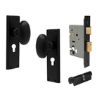Knob Oval Plate - Locking Euro in Matt Black