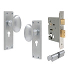 Knob Oval Plate - Locking Euro in Satin Chrome