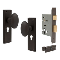 Knob Oval Plate - Locking Euro in Vintage Bronze