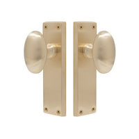 Oval Knob Latch in Unlacquered Satin Brass