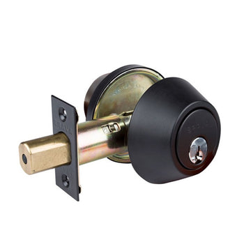 Brava Single Cylinder Dead Bolt. Cylinder Outside, Thumb Turn Inside. in Black