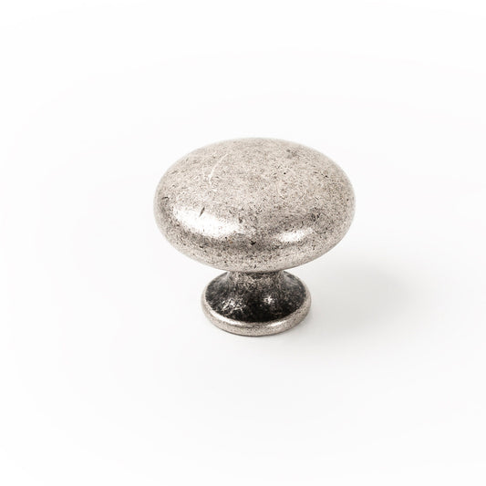 DUKE ROUND KNOB 31MM ANTIQUE SILVER in Antique Silver