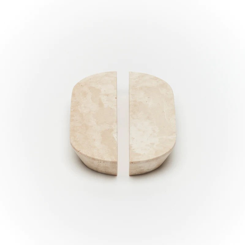 Lo & Co Dot Travertine Handle Small in Travertine Marble