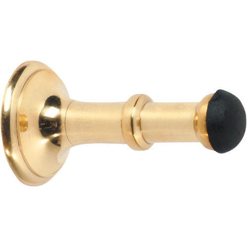 Tradco concealed fix door stop in 80mm with chrome finish, mounted on a wooden door showing its sleek, unobtrusive design.
