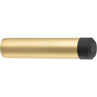 Iver Concealed Fix Pencil Door Stop mounted on wooden door, featuring a sleek black finish and compact design.