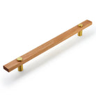 Lenah Hydrowood 1200mm Entrance Pull With Face Caps - Rear Fix - Satin Brass in Hydrowood Tasmanian Oak / Satin Brass