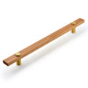 Lenah Hydrowood 1200mm Entrance Handle With Face Caps - Rear Fix - Satin Brass in Hydrowood Tasmanian Oak / Satin Brass