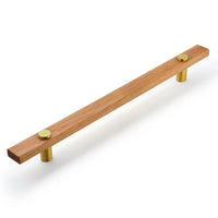 Lenah Hydrowood 1200mm Entrance Pull With Face Caps - Face Fix - Satin Brass in Hydrowood Tasmanian Oak / Satin Brass