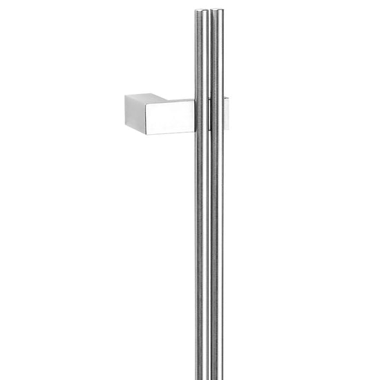 8120 Offset Single Entrance Handle, Rear Disk Fix, 800mm x 12mm, CTC 720mm in Satin Stainless