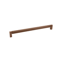Momo Brooklyn 448mm entry door pull handle in brushed bronze finish, showcasing sleek modern design and sturdy metal construction.