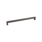 Momo Brooklyn 448mm entry pull handle with black finish, mounted on a door, showcasing its sleek design and sturdy construction.